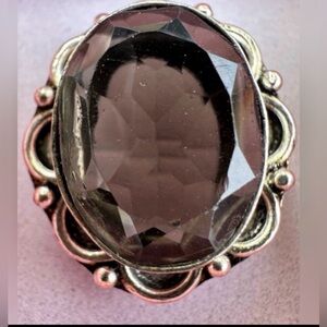 Vintage sterling silver smoky topaz cocktail  Ring size 6